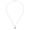 This 14k white gold diamond cluster necklace features a round diamond halo hanging from a diamond bale in this 14k white gold diamond necklace. - Image 2 of 0