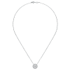 White gold stylings meet a center diamond with a round diamond halo in this artful 14k white gold diamond necklace. - Image 2 of 0
