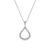 This unique 14k white gold diamond necklace features 0.25 carats of round diamond brilliance in an open and stylish raindrop shape. - Image 1 of 0