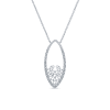 This 14k white gold diamond mosaic necklace features 0.23 carats of diamond brilliance with a bold marquise drop, holding a white gold mosaic within. - Image 1 of 0