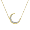 This beautiful 14k yellow gold and diamond necklace is in the shape of a crescent moon.. - Image 1 of 0