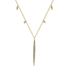Round brilliant diamonds drip from this half station half pendant 14k yellow gold diamond necklace. - Image 1 of 0