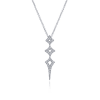 This 14k white gold diamond necklace has three diamond sections. - Image 1 of 0