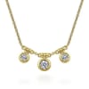 Three diamonds shimmer in this 14k yellow gold diamond necklace. - Image 1 of 0
