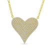 This stylish 14k yellow gold diamond heart necklace features shimmering round brilliant diamonds hanging from an elegant link chain. - Image 1 of 0