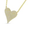This stylish 14k yellow gold diamond heart necklace features shimmering round brilliant diamonds hanging from an elegant link chain. - Image 2 of 0
