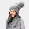 2PCS CABLE KNIT INFINITY SCARF POM POM BEANIE HAT SET - Image 2 of 0