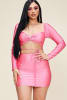 Solid Long Sleeve Mini Dress With Twisted Front And Waist Tie - Image 2 of 0