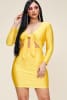 Long Sleeve Solid Tie Front Short Dress - Image 1 of 0