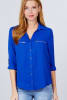 Roll Up Sleeve Pocket W/zipper Detail Woven Blouse - Image 4 of 0