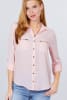 Roll Up Sleeve Pocket W/zipper Detail Woven Blouse - Image 5 of 0