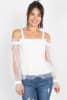 Sheer Mesh Open Shoulder Top - Image 2 of 0