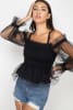 Sheer Mesh Open Shoulder Top - Image 4 of 0