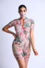 Printed Mesh Romper With Stitching Detail With Mask - Image 1 of 0