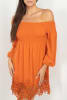 Smocking Off Shoulder Lace Dress - Image 3 of 0