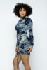 Tie Dyed Mock Neck Long-sleeve Cropped Top And Mini Skirt Set - Image 5 of 0