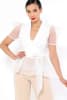 Organza Puff Short Sleeve Fashion Top - Image 4 of 0