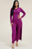 Solid Heavy Rayon Spandex Long Sleeve Crossed Over Long Top And Leggings 2 Piece Set - Image 1 of 0