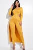 Solid Heavy Rayon Spandex Long Sleeve Crossed Over Long Top And Leggings 2 Piece Set - Image 4 of 0