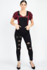 Skinny Distressing Denim Overalls - Image 1 of 0