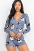 Sheep Print V-neck Button Romper - Image 2 of 0