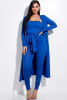 Solid Heavy Rayon Spandex Spaghetti Strap Jumpsuit With Waist Tie And Duster 2 Piece Set - Image 3 of 0