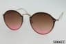 Metal Frame Oval Sunglasses with Rimless Design and Color Lenses - Image 4 of 0