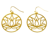 ER-20  Circular Golden Lotus Flower 18k Gold Plated 30mm Earrings - Image 1 of 0