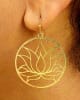ER-20  Circular Golden Lotus Flower 18k Gold Plated 30mm Earrings - Image 4 of 0