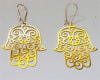 ER-208 Hamsa Hand 18k Gold Plated 2" Earrings - Image 1 of 0