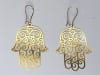 ER-208 Hamsa Hand 18k Gold Plated 2" Earrings - Image 2 of 0