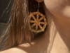 ER-211 Dharma wheel 18k Gold Plated 2" Earrings - Image 4 of 0