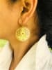ER-222 Girl meditating 18k Gold Plated 2" Earrings - Image 1 of 0