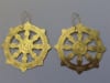 ER-311 Wheel of Dharma 18k Gold plated 3" earrings - Image 3 of 0