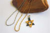 GB-SD-gem Stainless Steel Two Tone Gold & Black Rhodium Star of David Crystal Charm Pendant with Chain - Image 2 of 0