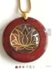 RJDP-GLF Red Jasper Glass Dome Stone Pendants - Gold Plated Lotus Flower - Image 1 of 0
