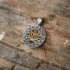 SGLFP-Gem-01 Silver and Gold Plated Stainless Steel Lotus Flower Pendant with Multi-colored Gemstones - Image 2 of 0