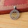 SGLFP-Gem-01 Silver and Gold Plated Stainless Steel Lotus Flower Pendant with Multi-colored Gemstones - Image 3 of 0