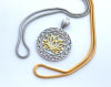 SGLFP-Gem-01 Silver and Gold Plated Stainless Steel Lotus Flower Pendant with Multi-colored Gemstones - Image 4 of 0
