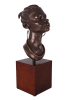 African Queen Bust on Stand in Faux Wood and Bronze Tone Finish by AFD Home - AFD-10566622 - Image 2 of 0