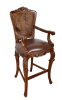 Western Chippendale Fur and Leather Bar Stool in Brown Leather & Vintage Estate by AFD Home - AFD-11126910 - Image 1 of 0