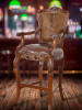 Western Chippendale Fur and Leather Bar Stool in Brown Leather & Vintage Estate by AFD Home - AFD-11126910 - Image 2 of 0