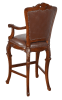 Western Chippendale Fur and Leather Bar Stool in Brown Leather & Vintage Estate by AFD Home - AFD-11126910 - Image 3 of 0