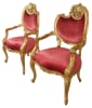 2 Piece French Rococo Fireside Chairs in Red Velvet and Golden Leaf Finish by AFD Home - AFD-11262612 - Image 1 of 0