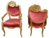 2 Piece French Rococo Fireside Chairs in Red Velvet and Golden Leaf Finish by AFD Home - AFD-11262612 - Image 4 of 0