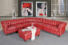 Classic Chesterfield Sectional with Ottoman in Red Fabric by AFD Home - AFD-12014115 - Image 1 of 0