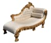 Hand-Carved Chaise in Cream Fabric with Gold Finish by AFD Home - AFD-12016296 - Image 3 of 0