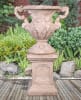 Floral Scrolled Urn On Stone Base in Stone Cast Finish by AFD Home - AFD-12019170 - Image 1 of 0