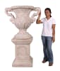 Floral Scrolled Urn On Stone Base in Stone Cast Finish by AFD Home - AFD-12019170 - Image 3 of 0
