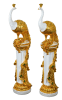 2 Piece Large Emerald Peacocks on Pedestal in Golden Finish by AFD Home - AFD-12024004 - Image 3 of 0